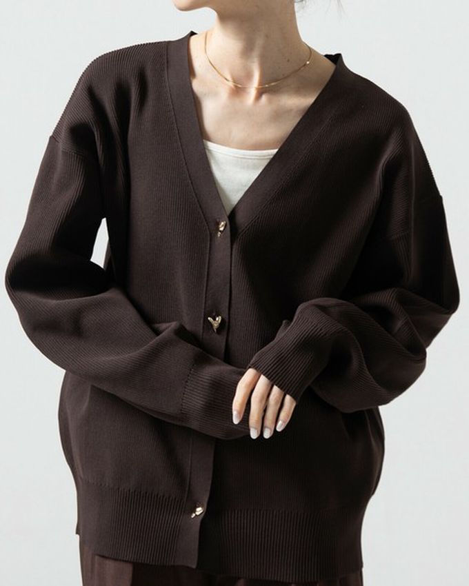 日本 gleam - 愛心金屬扣柔美羅紋開襟衫/外套-米白