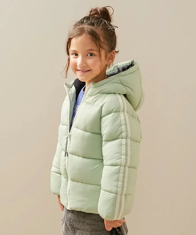 日本 devirock - 可機洗 輕量連帽保暖羽絨外套-袖子線條-深藍