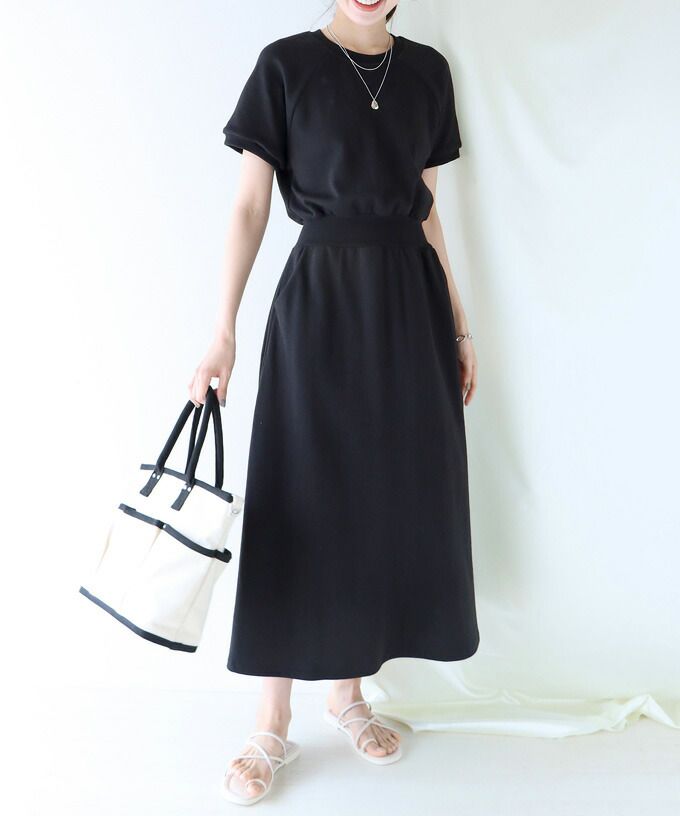 日本 BLUE EAST - 棉混透氣修身泡泡短袖洋裝-藍