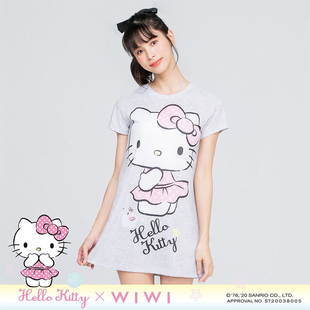 WIWI - 長版-窈窕Hello Kitty防曬排汗涼感衣-女-麻花灰