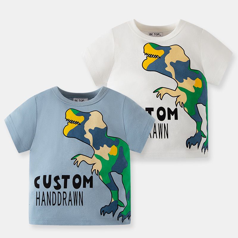 BE TOP - 純棉短袖上衣-戰地迷彩暴龍-米白色