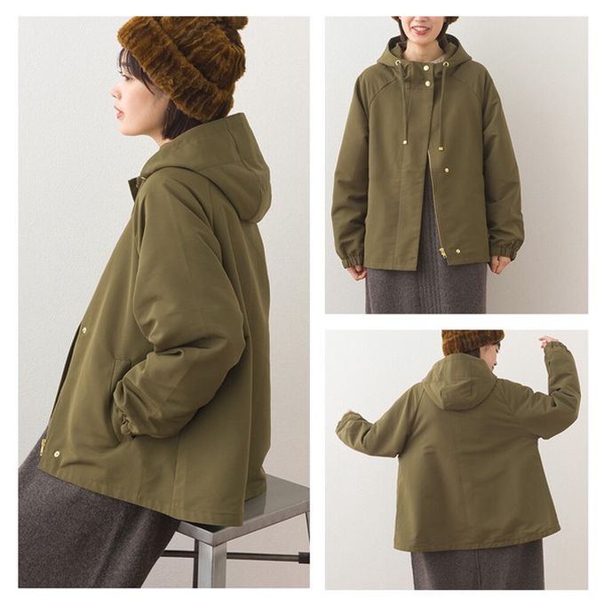 日本 OMNES - [經典款]防潑水派克連帽風衣外套-黑