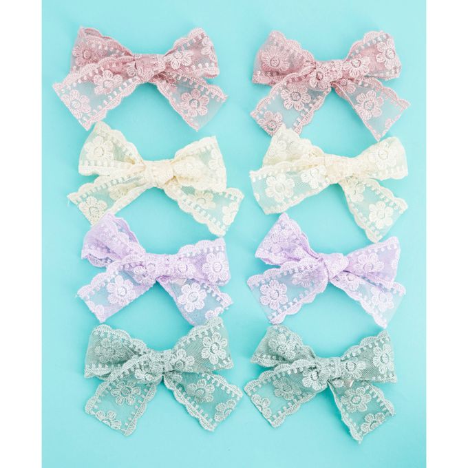 日本 Catherine Cottage - 夢幻蕾絲刺繡蝴蝶夾髮夾(2入組)-薄荷