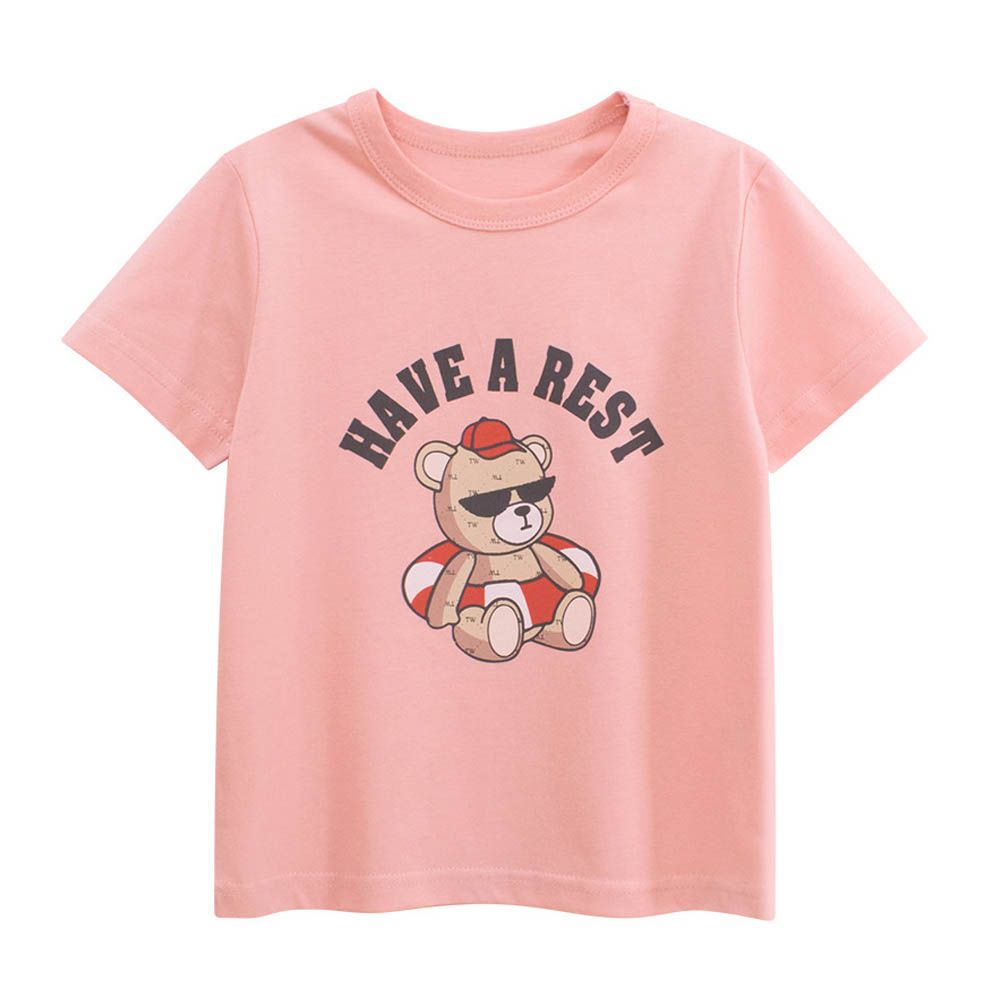 純棉短袖上衣-休息一下-粉色