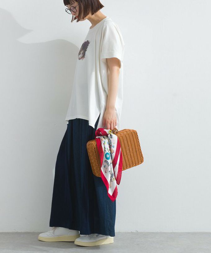 日本 Lupilien - 療癒休閒感落肩長版T恤-貓咪照片-白