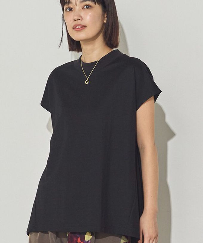 日本 Sans Souci 34+ - 接觸涼感 圓弧百搭法式袖上衣-橘紅