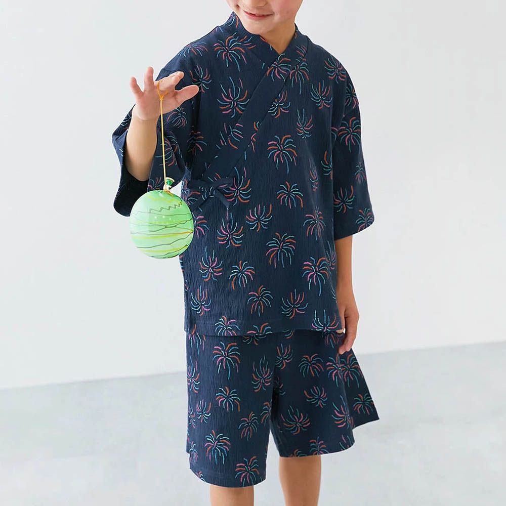 期間限定！夏日風情甚平套裝-煙火-深藍
