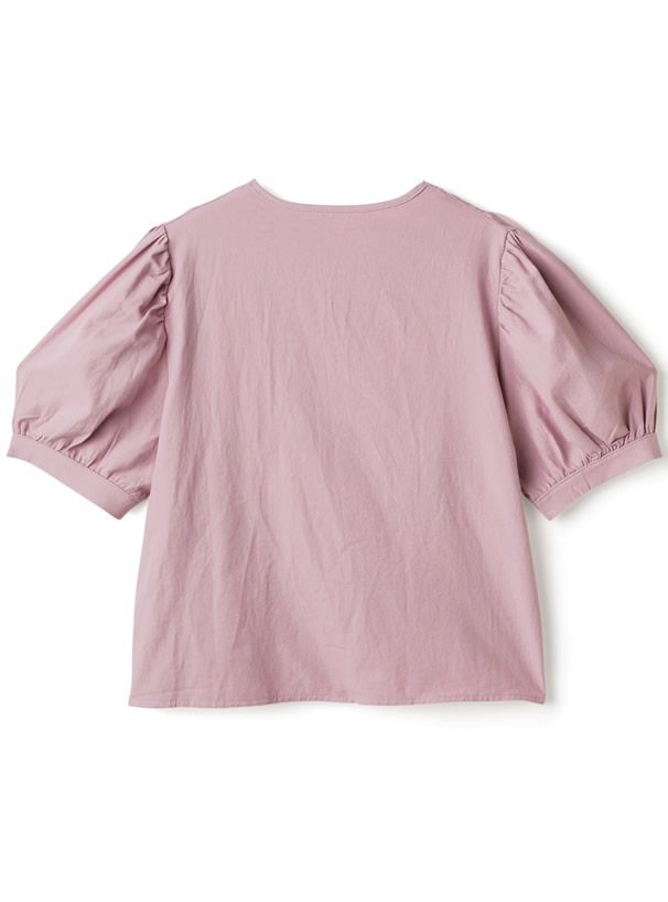 日本 GRL - 浪漫花蕾絲泡泡短袖排釦襯衫-白