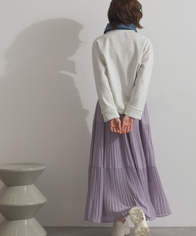 日本 ELENCARE DUE - 牛仔領層次感厚磅休閒長袖上衣-紅