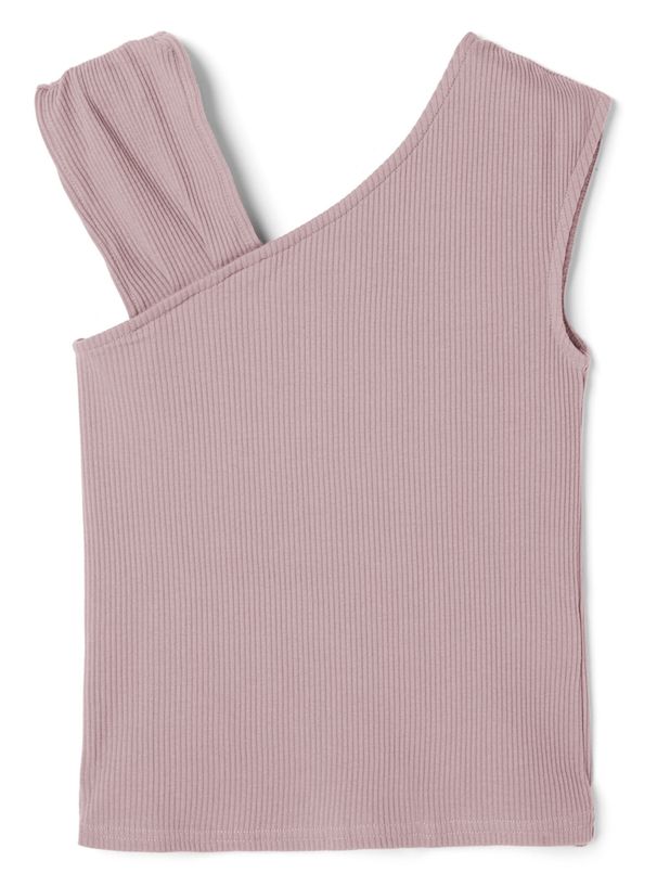 日本 GRL - 不對稱羅紋彈性無袖上衣-水藍