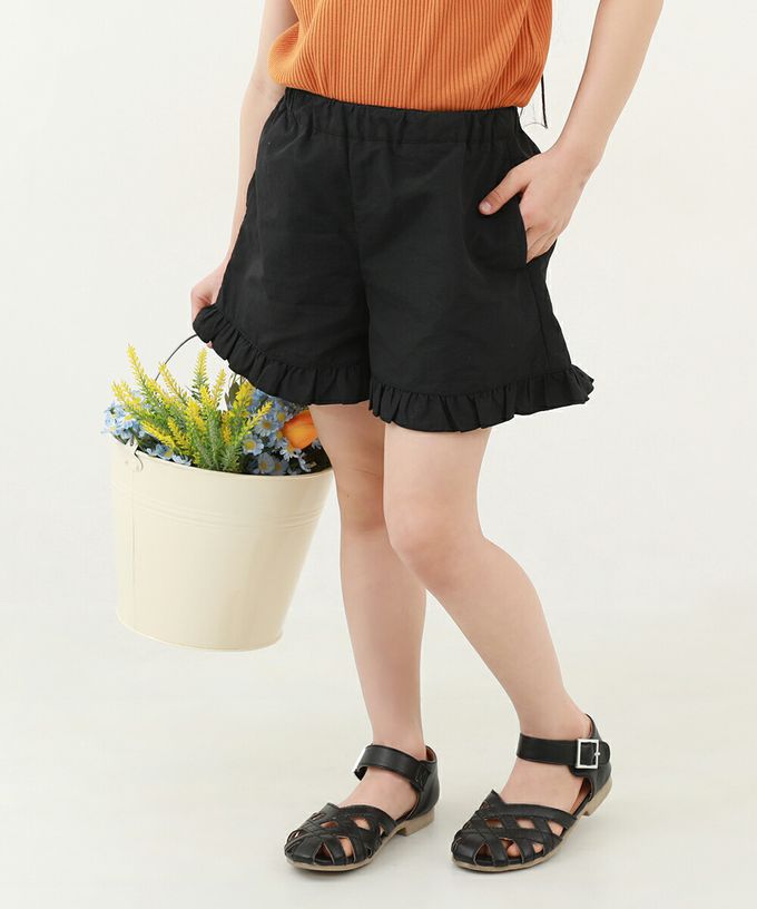 日本 devirock - 抗UV 水陸兩穿荷葉邊短褲-黑