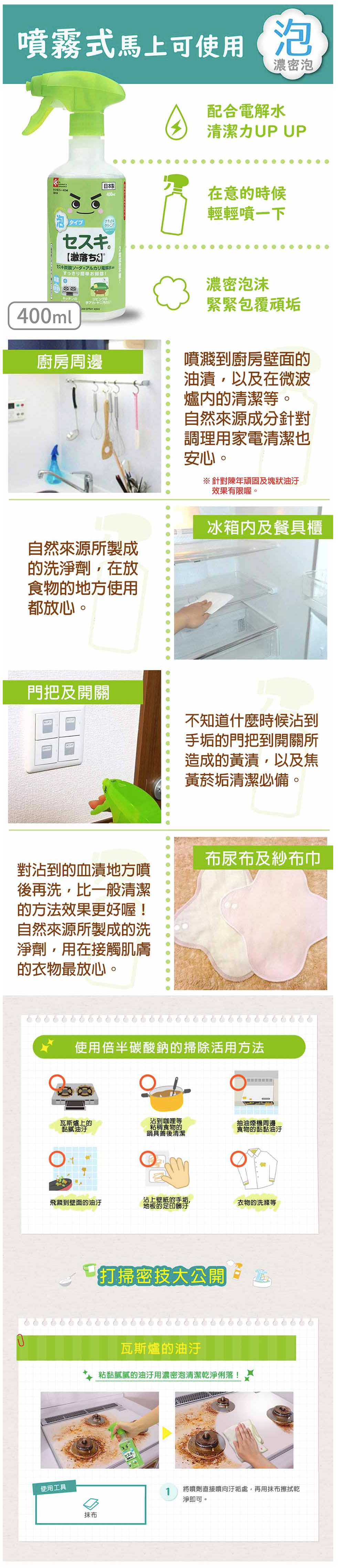 日本 LEC - 倍半碳酸鈉泡沫清潔劑-400ml