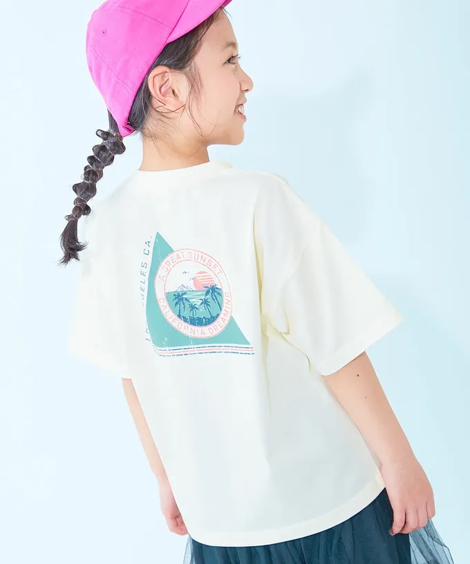 日本 devirock - 涼感速乾網眼 廓形短袖T恤-背後logo-冰河藍