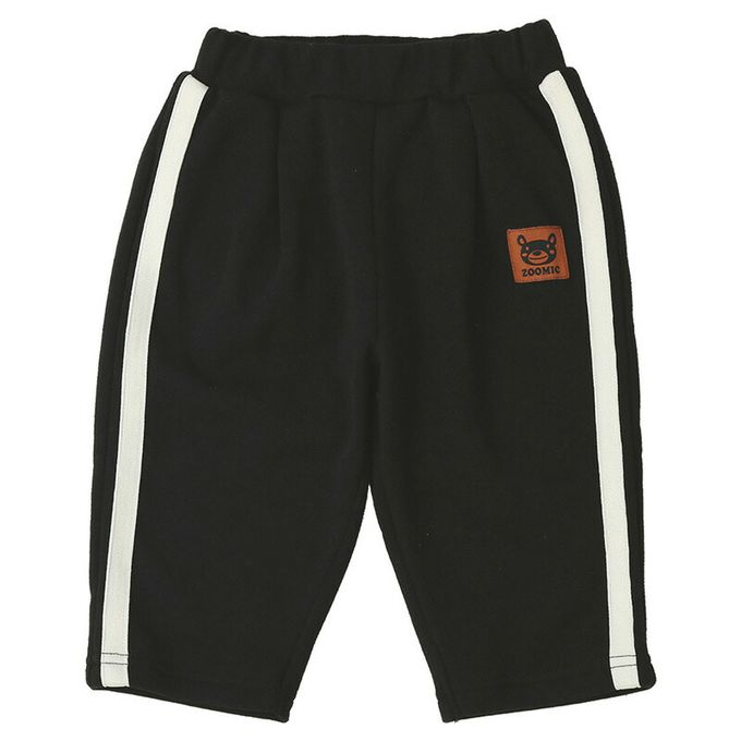 日本 ZOOLAND - 熊掌毛絨口袋裏起毛休閒長褲-黑