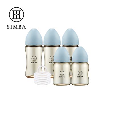 Simba 小獅王辛巴 - NO.1蘊蜜鉑金儲乳瓶套組-新生適用-晨藍