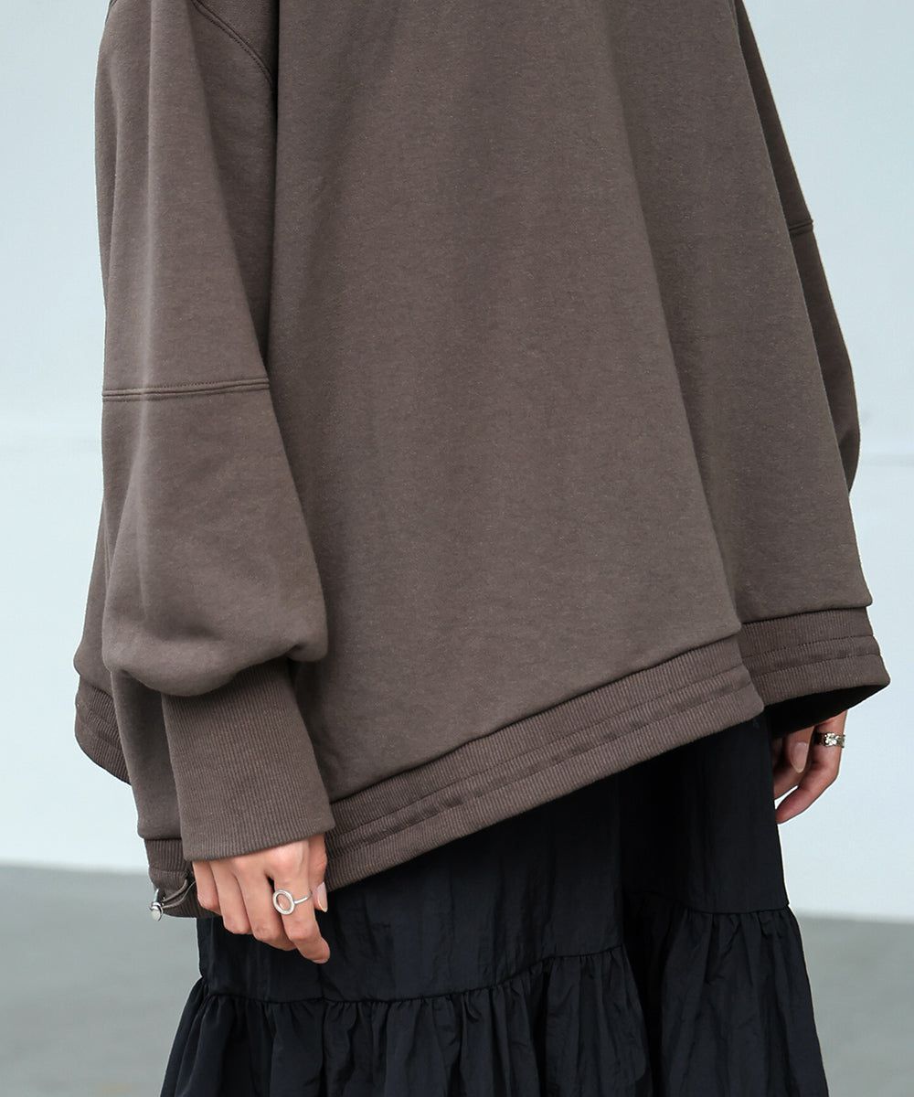 日本 Bab - 假二件拼接休閒束口長袖洋裝-咖棕系