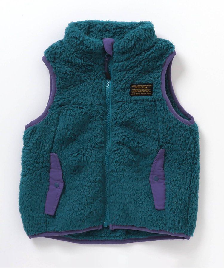 日本 BREEZE - 時尚絨毛花色搖粒絨背心-草綠