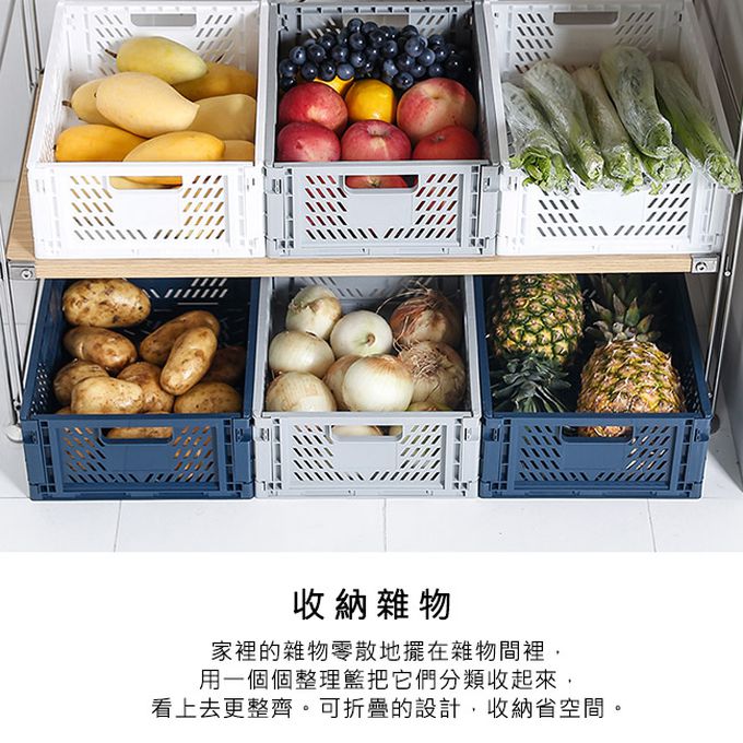 日本山田YAMADA - 日本製 可折疊整理儲物/收納籃2件組-軍綠