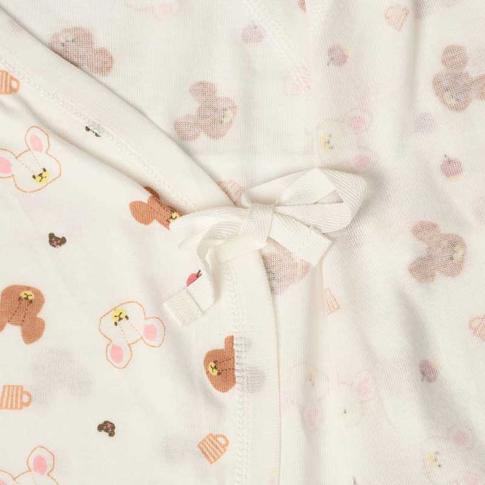 akachan honpo - 新生兒內衣4件組-小熊學校-米白色 (50~60cm)