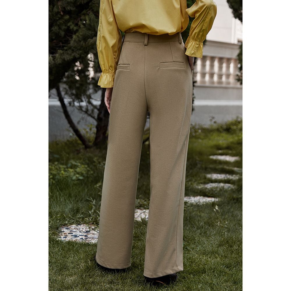 寬鬆休閒闊腳西裝褲-棕色