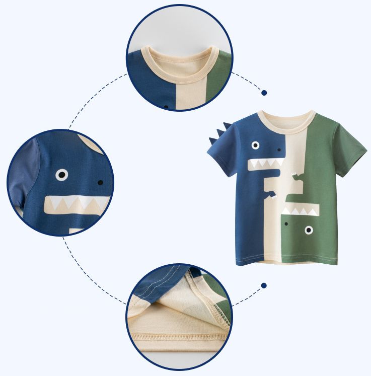 短袖棉T-顛倒恐龍-杏色