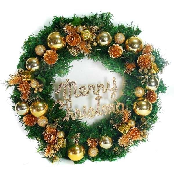 MODACore 摩達客 - 摩達客耶誕-20吋豪華高級聖誕花圈(金色系)(台灣手工組裝出貨)(本島免運費)