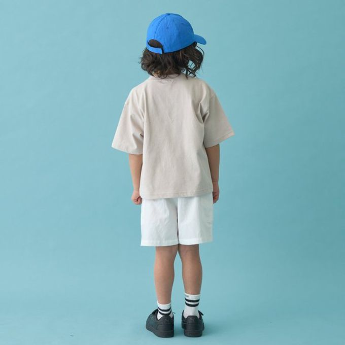 日本 b-ROOM - 球類印花舒適天竺棉短袖上衣-橄欖球-米白