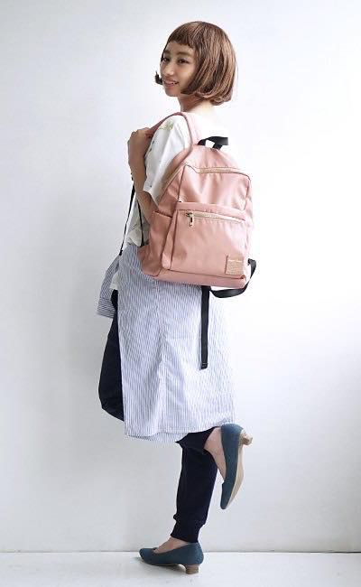 日本 Legato Largo - 撥水加工微光多功能收納後背包-PBE粉 (30x39x15cm)