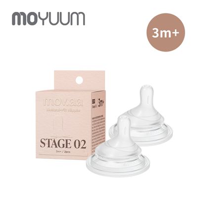 韓國 MOYUUM - Mov.aa 圓口偏心替換奶嘴 2入組-3m+