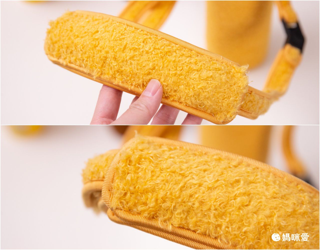 斜背泰迪絨防摔保溫杯背帶(不含杯套)-黃色