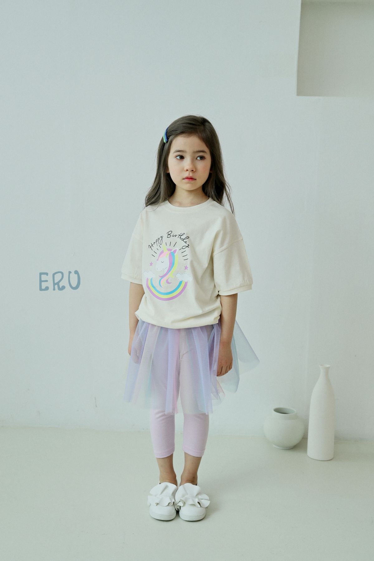 韓國 ERU - 彩虹獨角獸印花T-紫