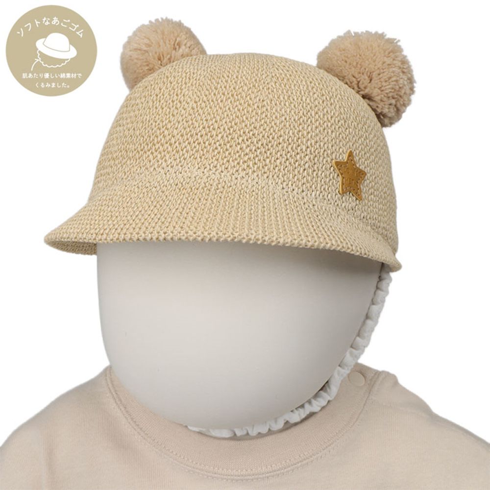 編織風小耳朵棒球帽-象牙白色