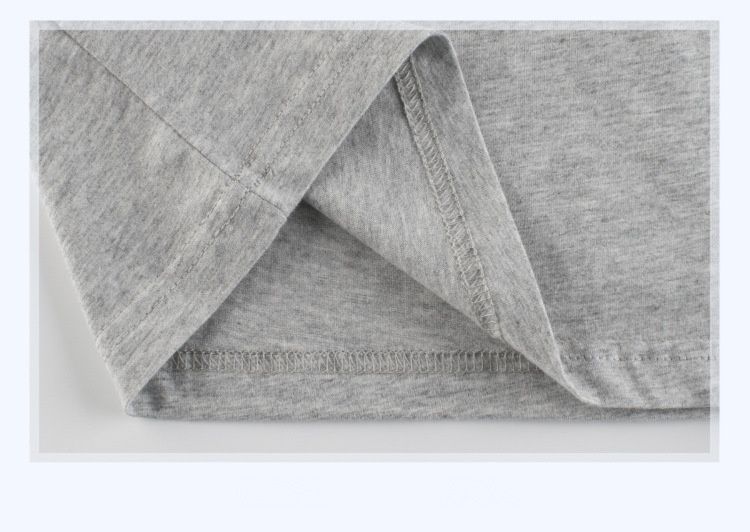 純棉短袖上衣-袖子條紋款-灰+深藍