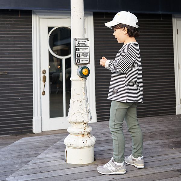 日本 b-ROOM - 100%棉 下擺品牌標籤條紋長袖上衣-黑