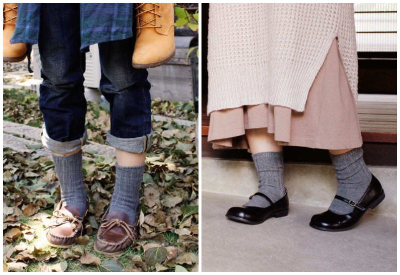 日本女裝代購 - 日本製 羊毛混紡保暖中筒襪-焦糖棕 (Free)