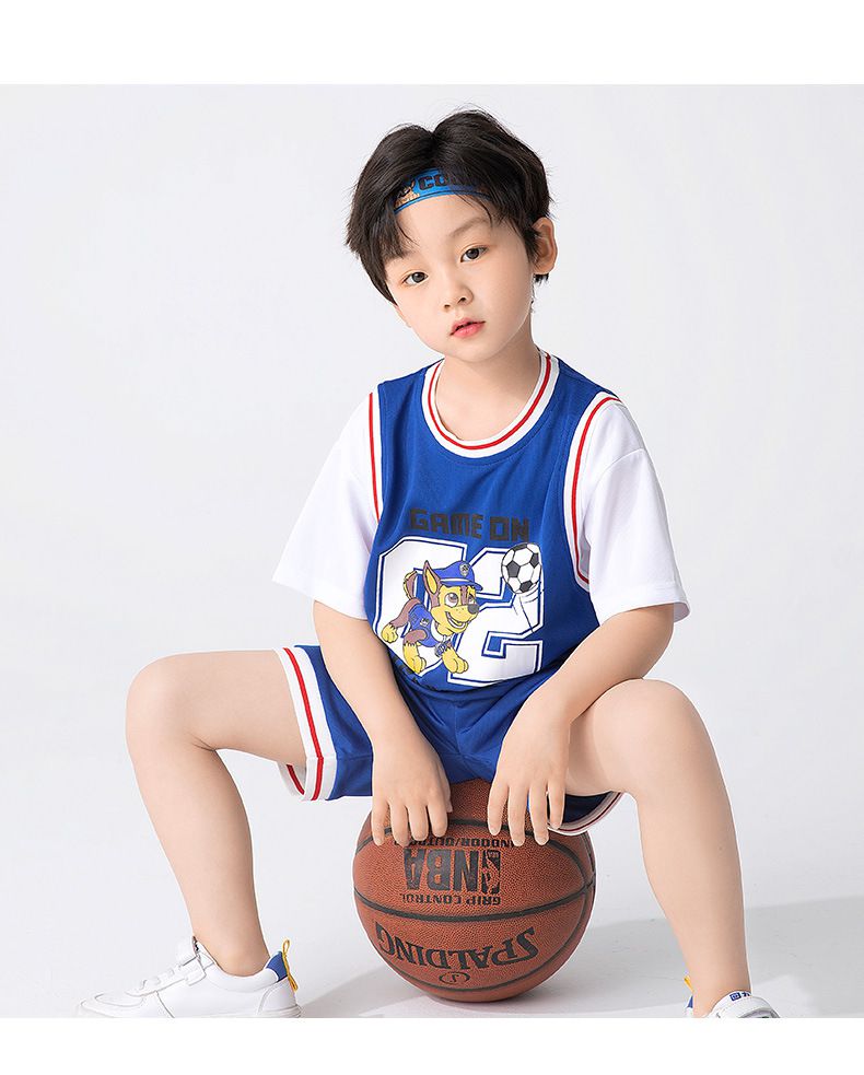 汪汪隊假兩件短袖運動套裝-卡通人物毛毛-橘色