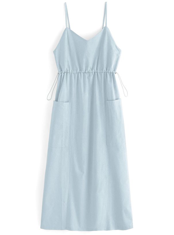 日本 GRL - 休閒風抽繩吊帶裙-深藍 (F)