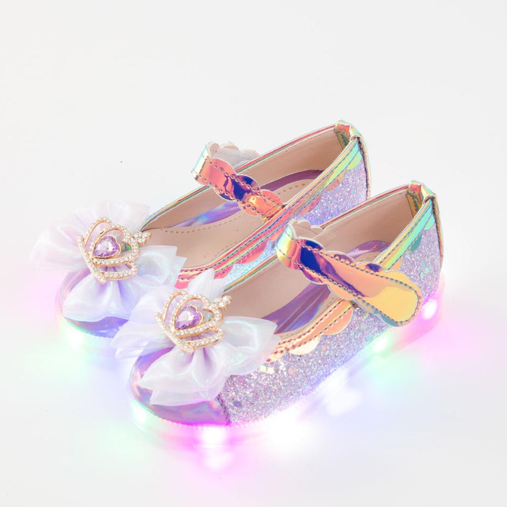 韓國 OZKIZ - (LED)童話皇冠寶石亮片皮鞋-紫