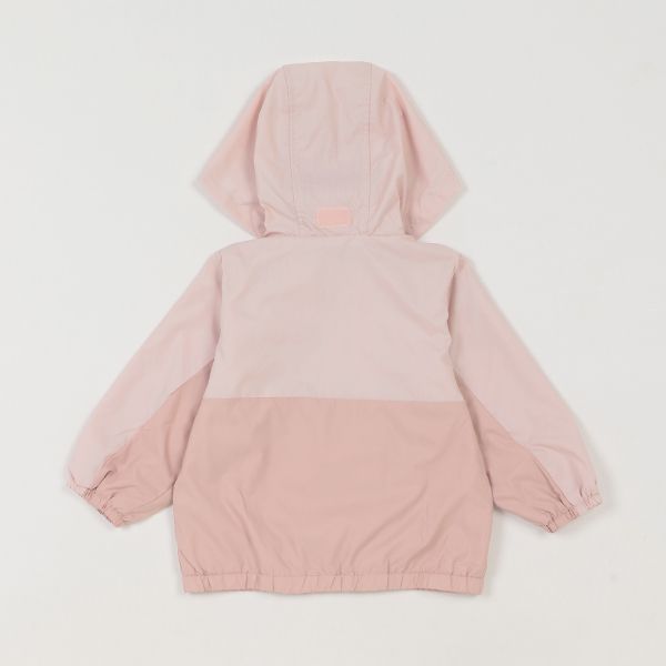 日本 petit main - 拼接雙色連帽輕量防風外套-淺黃x薄荷