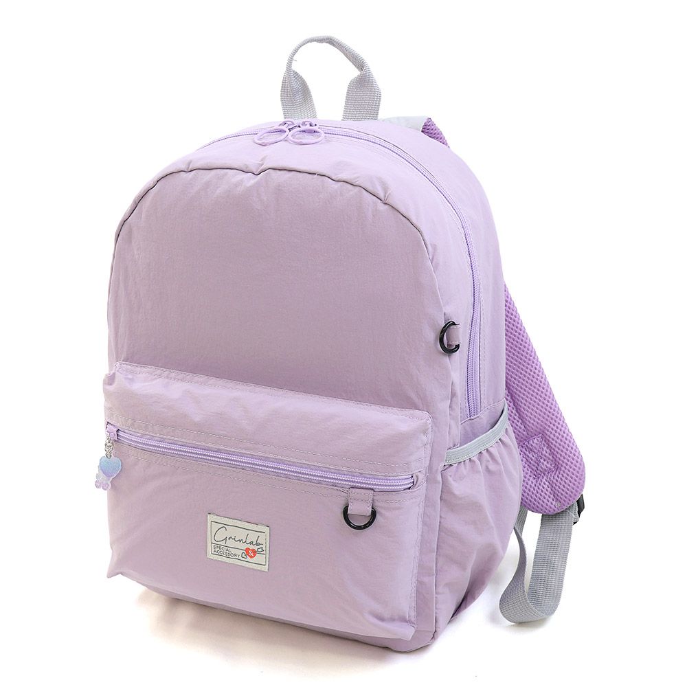 大容量尼龍多口袋減壓兒童背包(14L)-附可愛吊飾-薰衣草 (35x26x14cm)