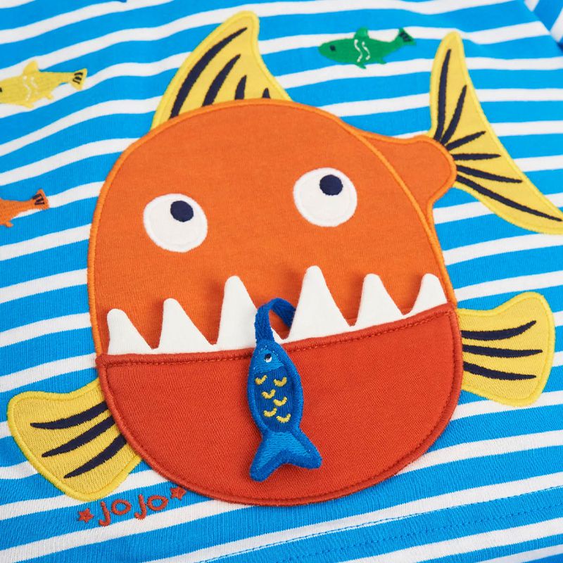 英國 JoJo Maman BeBe - 超優質嬰幼兒/兒童100％純棉短袖上衣/T-shirt/動物T-大嘴魚