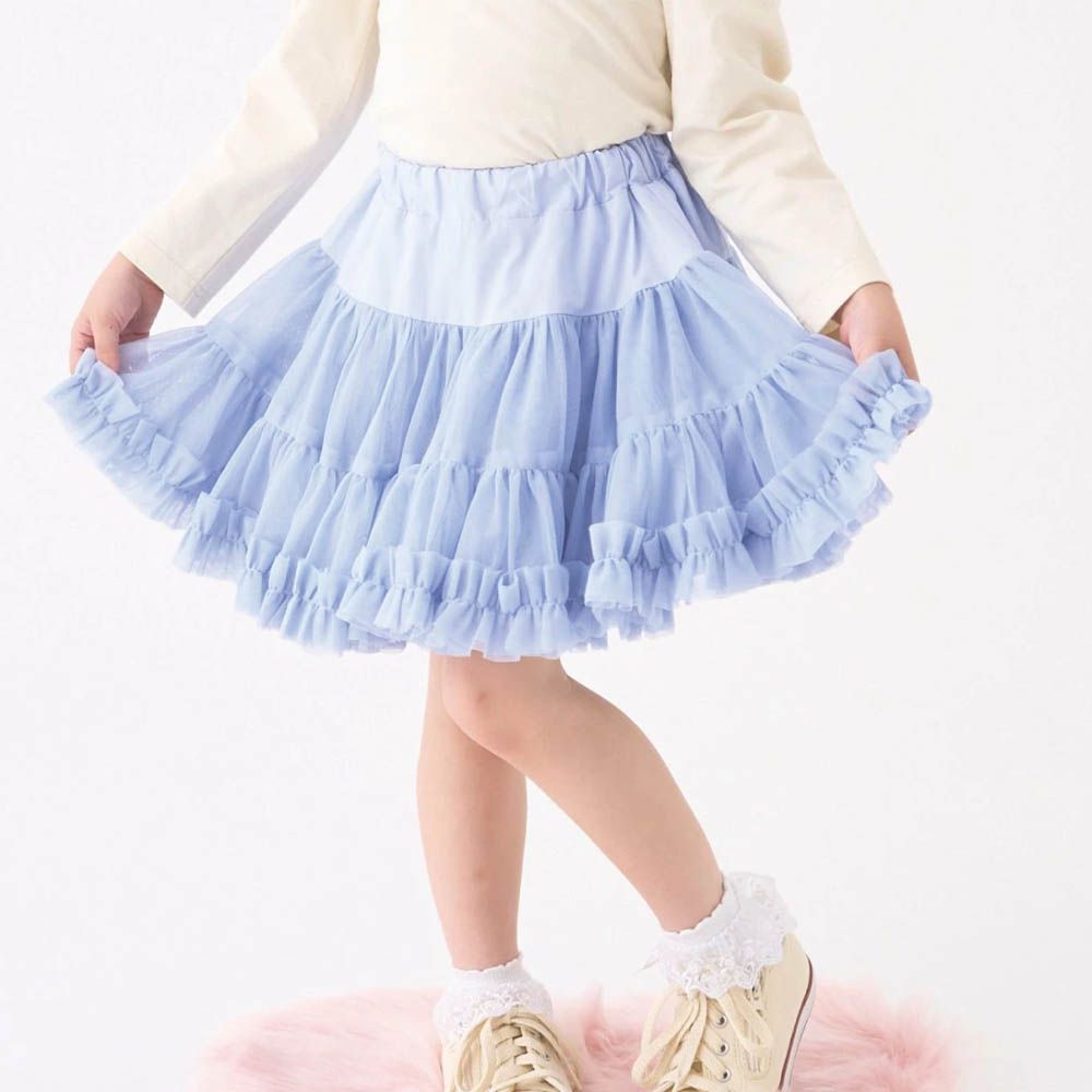 高級蕾絲 夢幻蓬蓬短裙(含安全褲)-藍