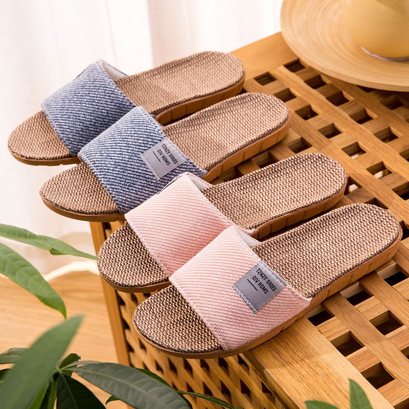 亞麻室內拖鞋-咖啡色