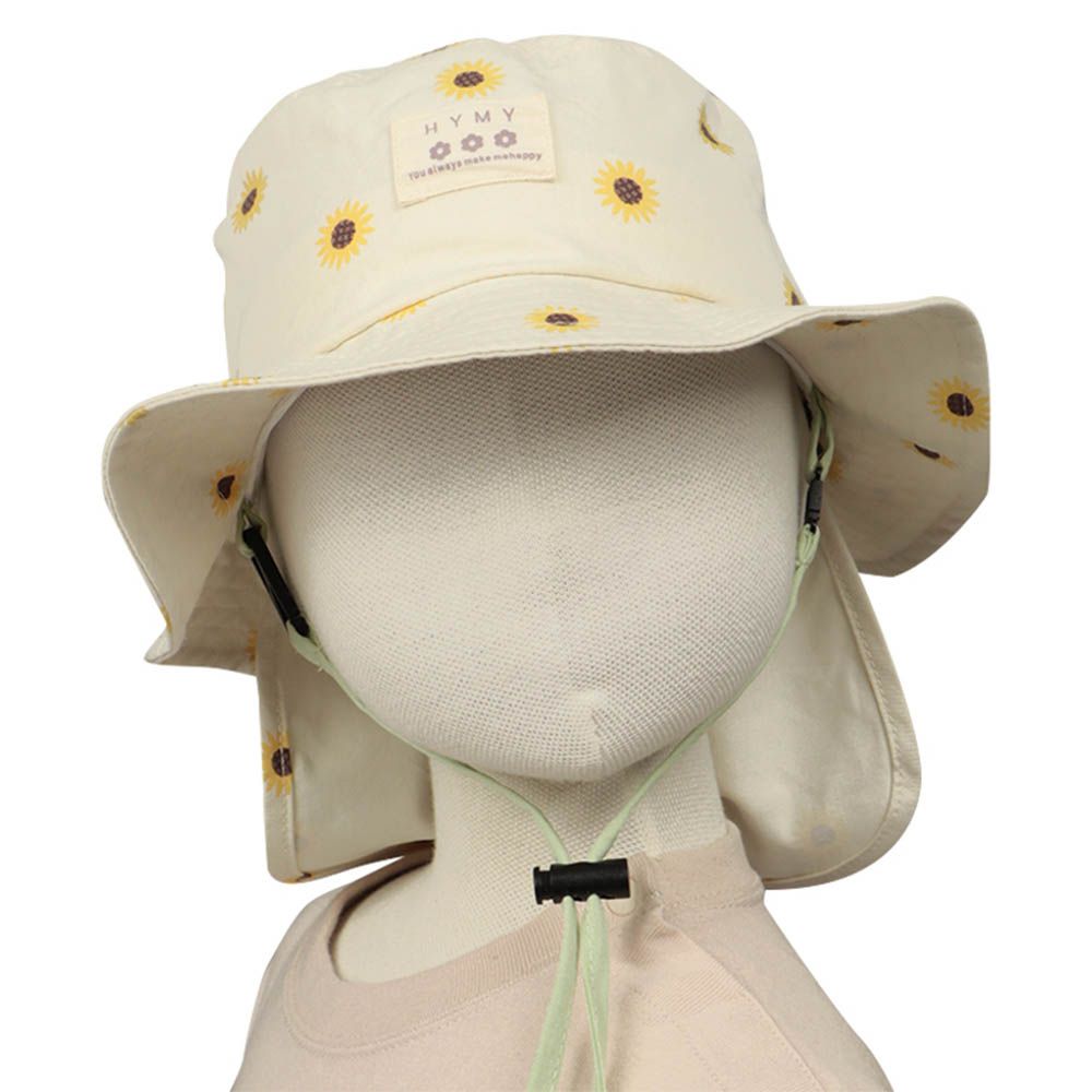 漁夫帽-滿版印花吸水速乾-象牙白色