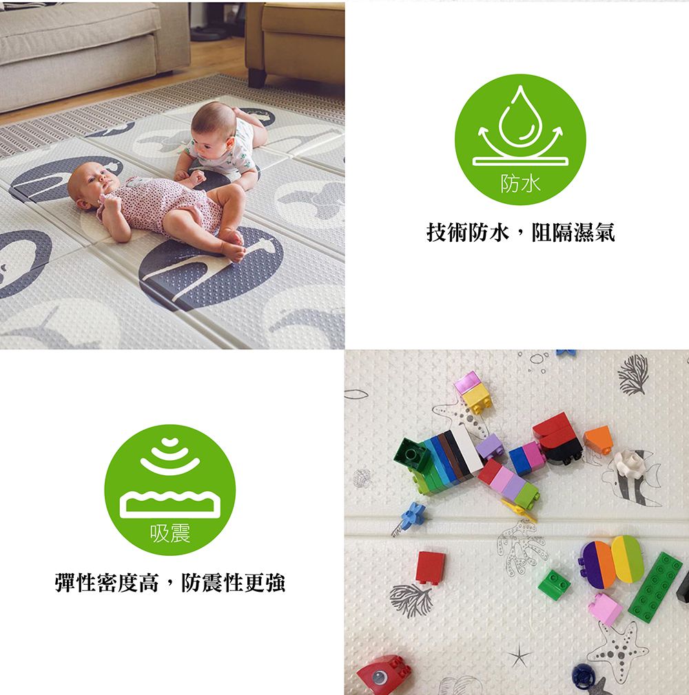 韓國 sobble - Sobble 無毒折疊地墊-童趣鯨魚-清新藍 (200x140 厚度 1.1(CM))