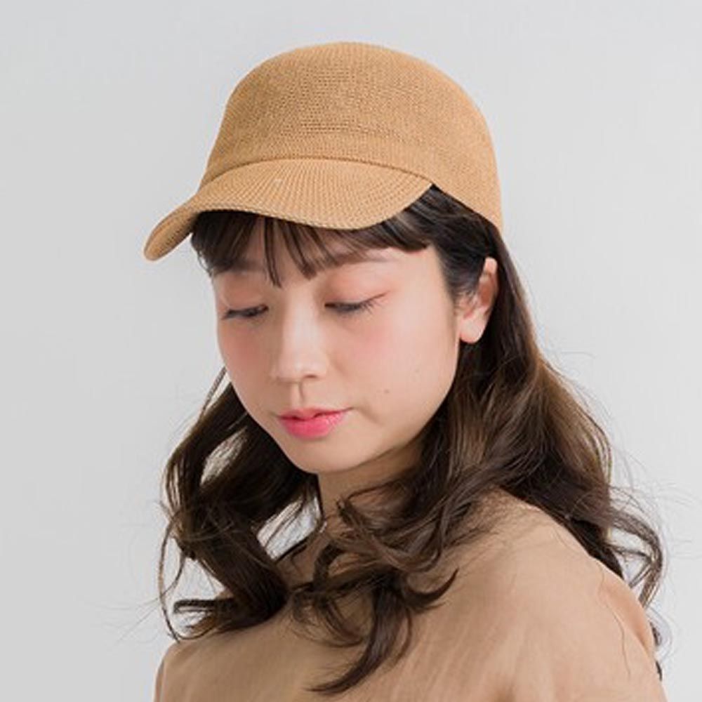 日本代購 - 小顏效果 編織經典老帽(頭圍可調整)-卡其
