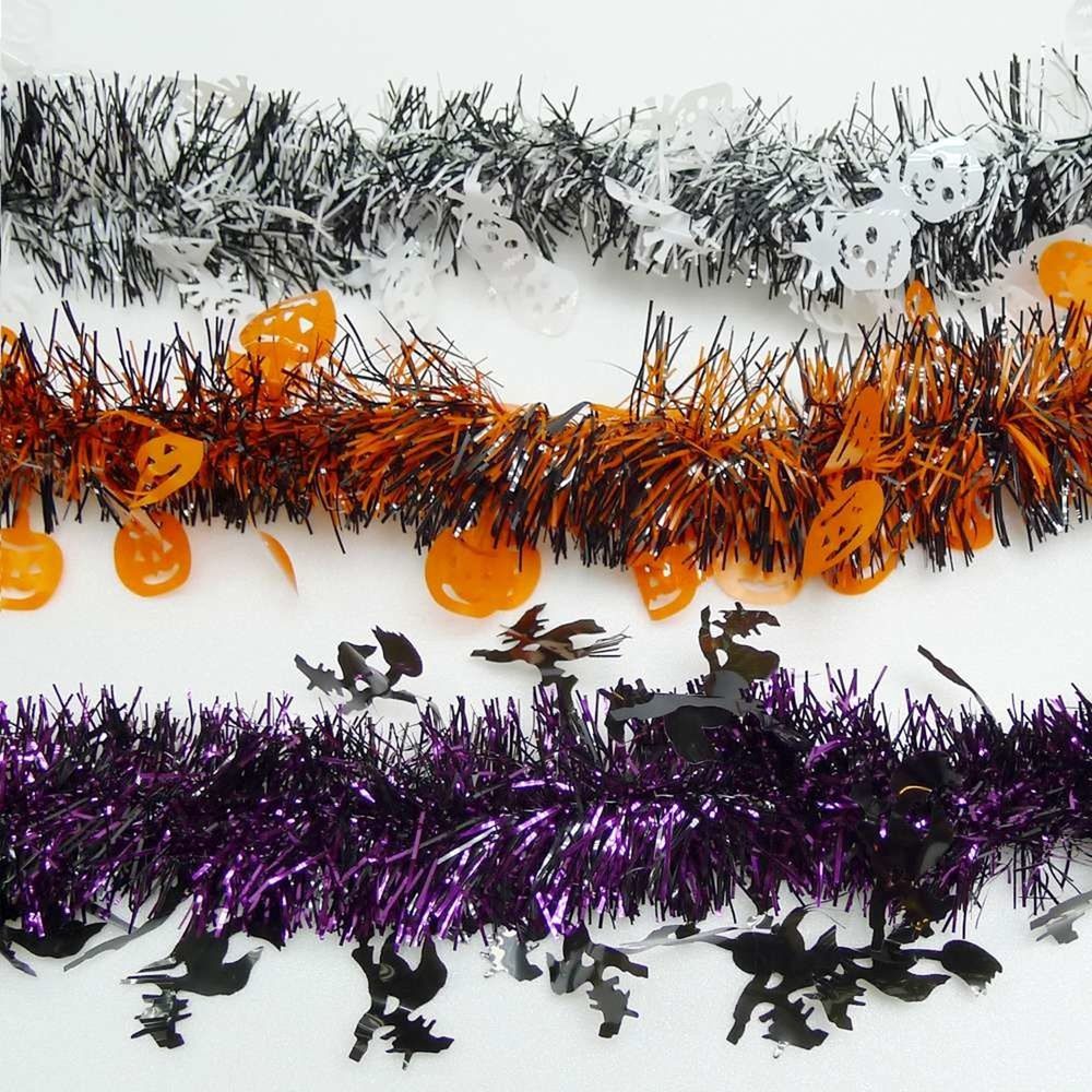 MODACore 摩達客 - 萬聖節派對佈置裝飾-錫箔南瓜骷髏巫婆拉花拉條(橘紫黑三入組)-三入一組