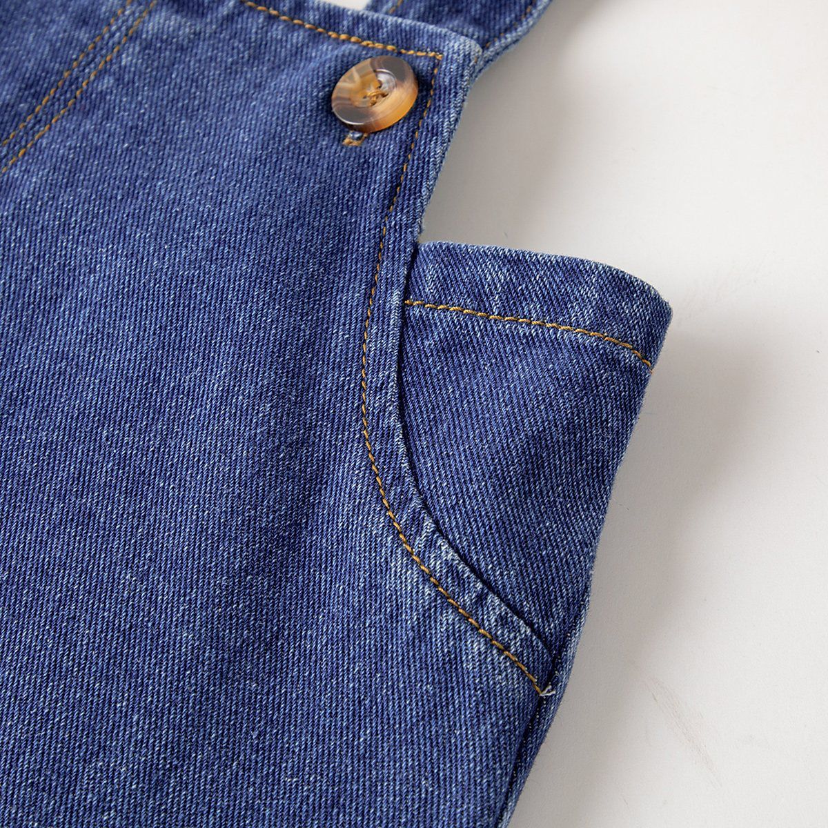 牛仔吊帶短褲-藍色