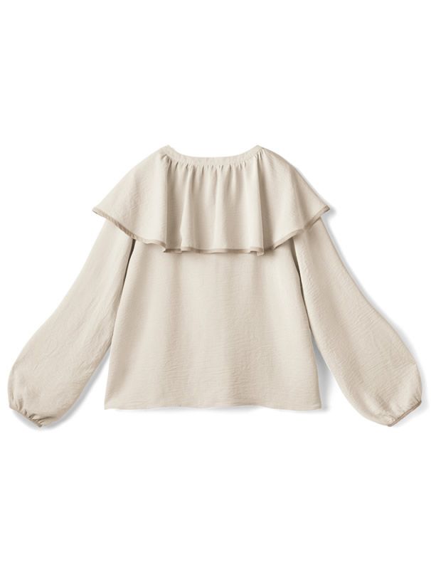 日本 GRL - 光澤質感大領片綁帶輕薄長袖襯衫-摩卡