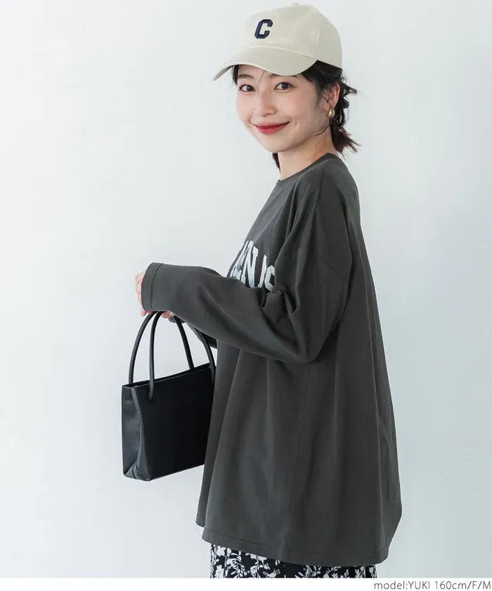 日本 COCA - 圓領印花長版薄長袖上衣-印花E款